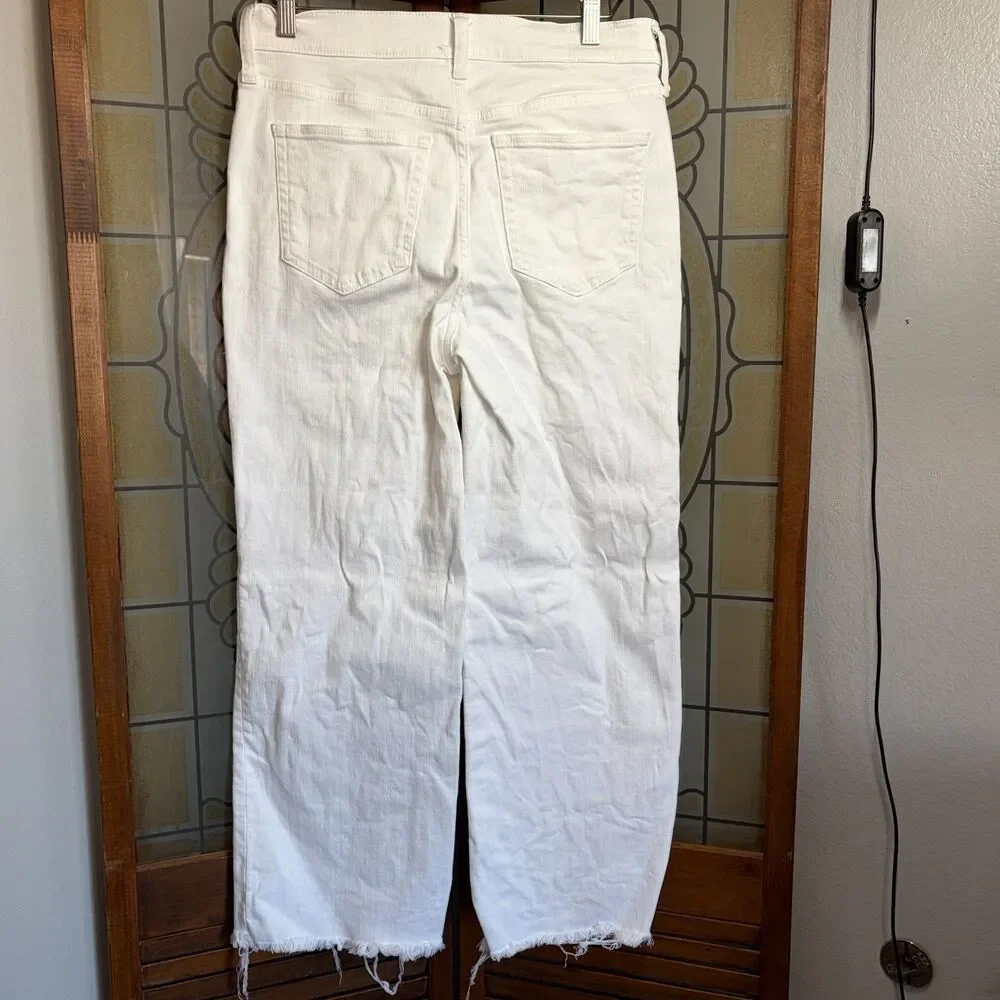 J. Crew '96 Slim Wide Jeans Retro Raw Hem White Preppy Beachy Coastal Size 28